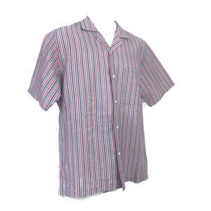One on One Short Sleeve Button Up Men's Casual Multicolored Striped Shirt Sze M